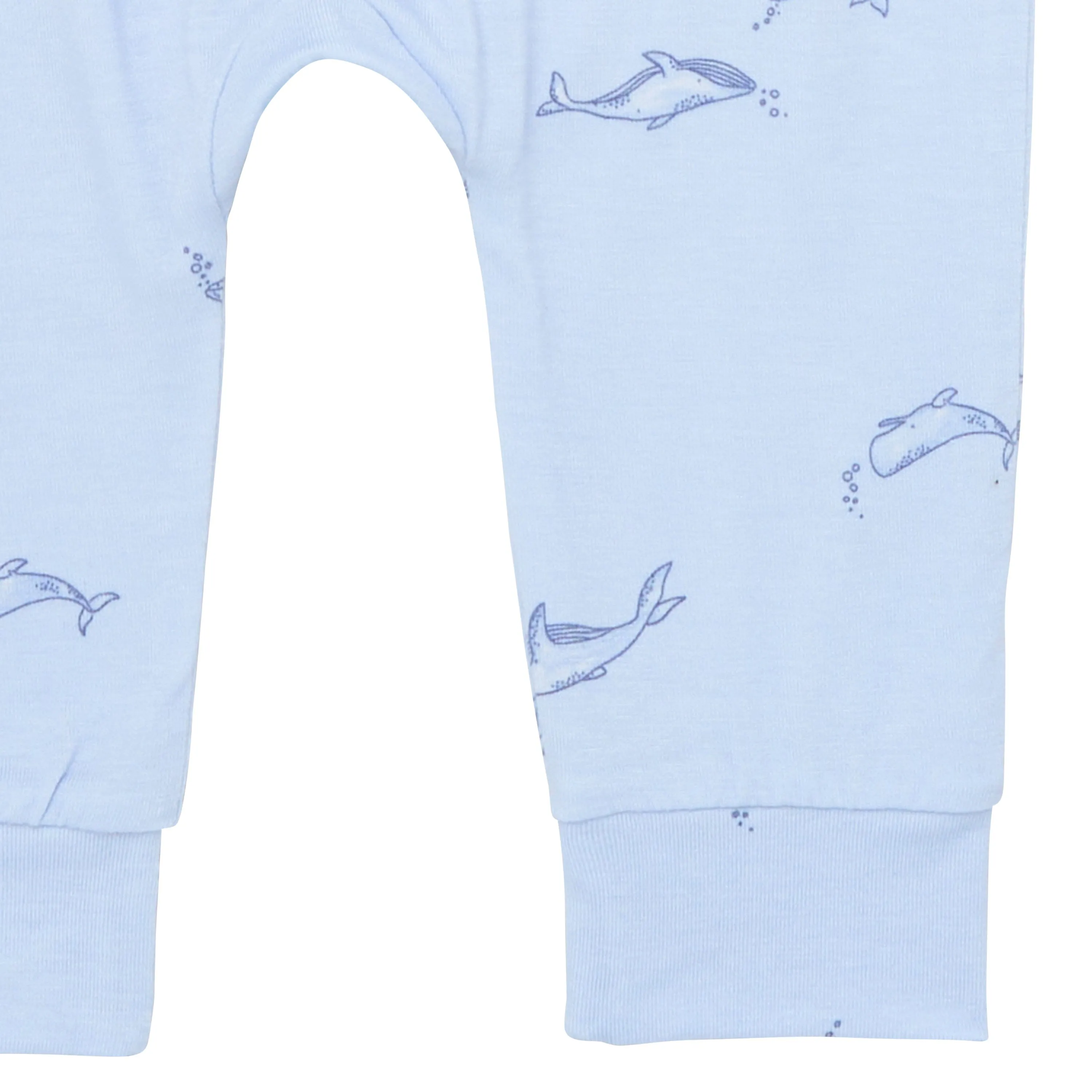 4-Piece Baby Boys Light Blue Whale Bodysuits and Pants Set