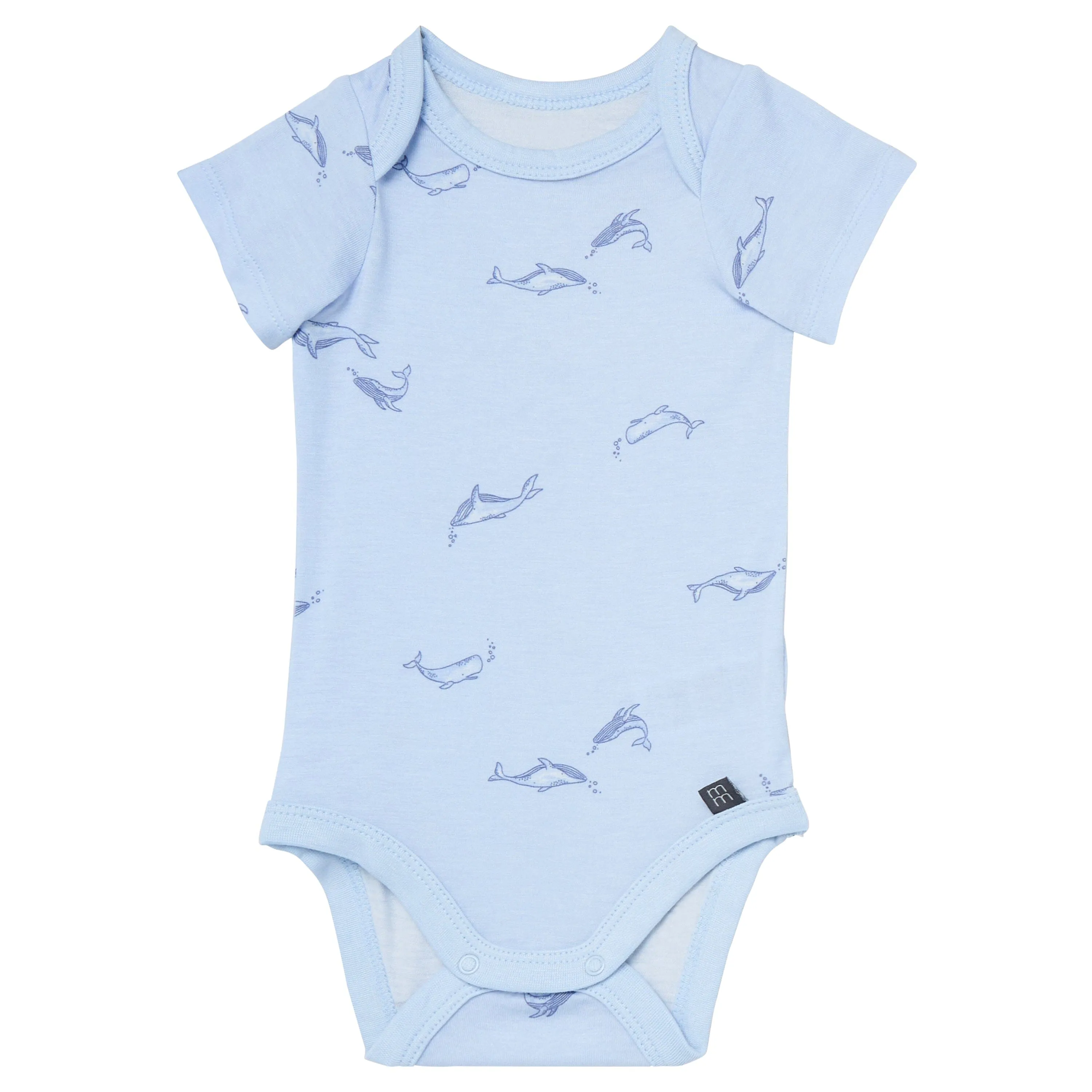 4-Piece Baby Boys Light Blue Whale Bodysuits and Pants Set