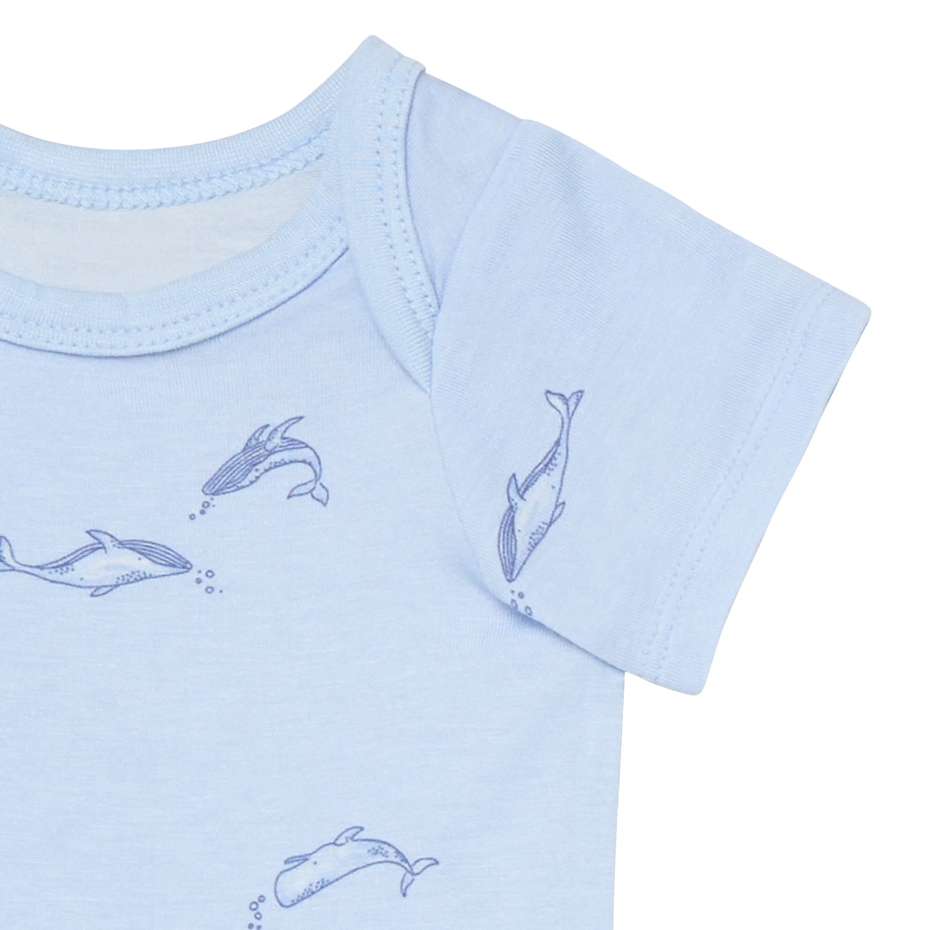 4-Piece Baby Boys Light Blue Whale Bodysuits and Pants Set