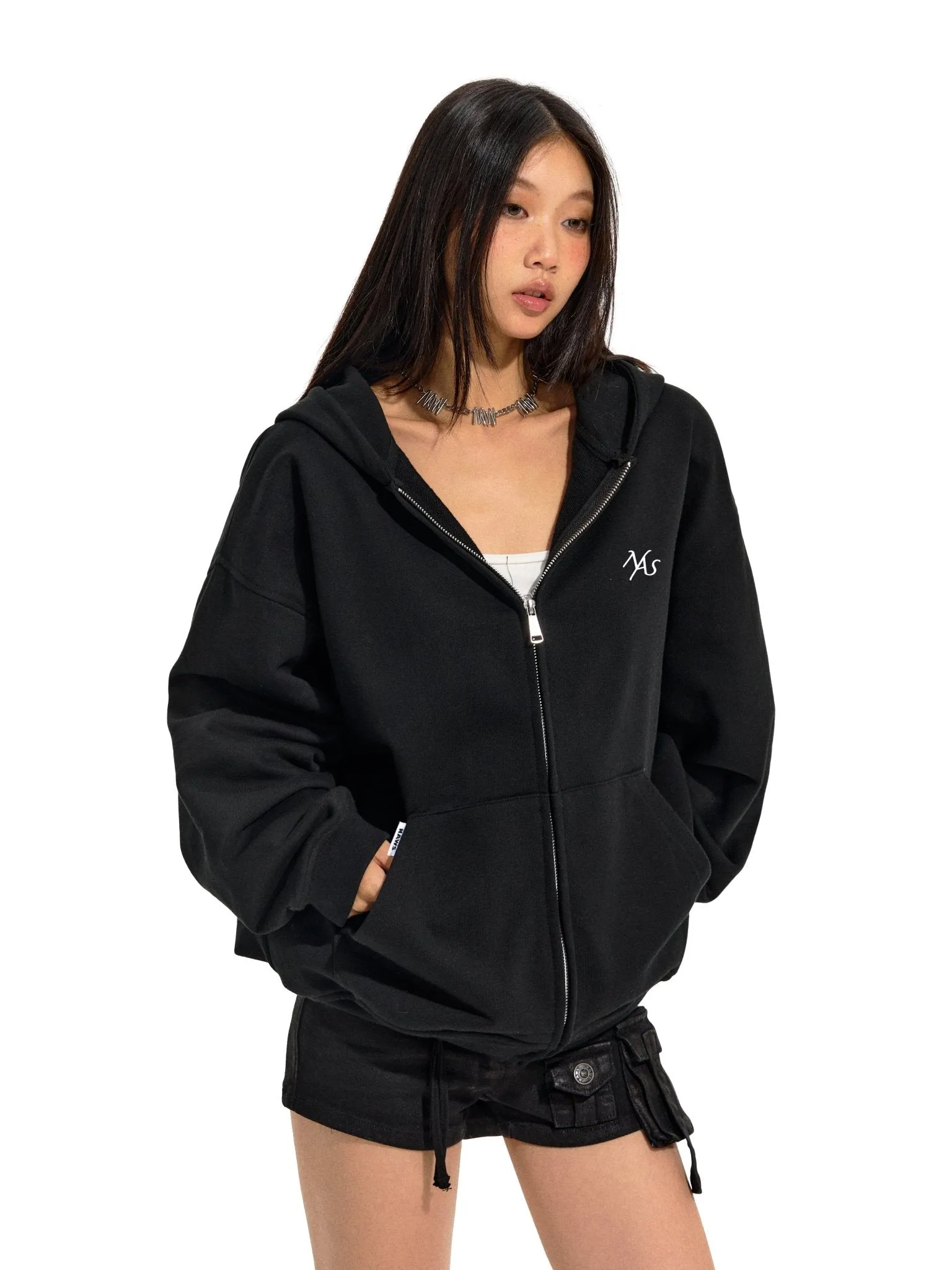 Black Classic Zipper Hoodie