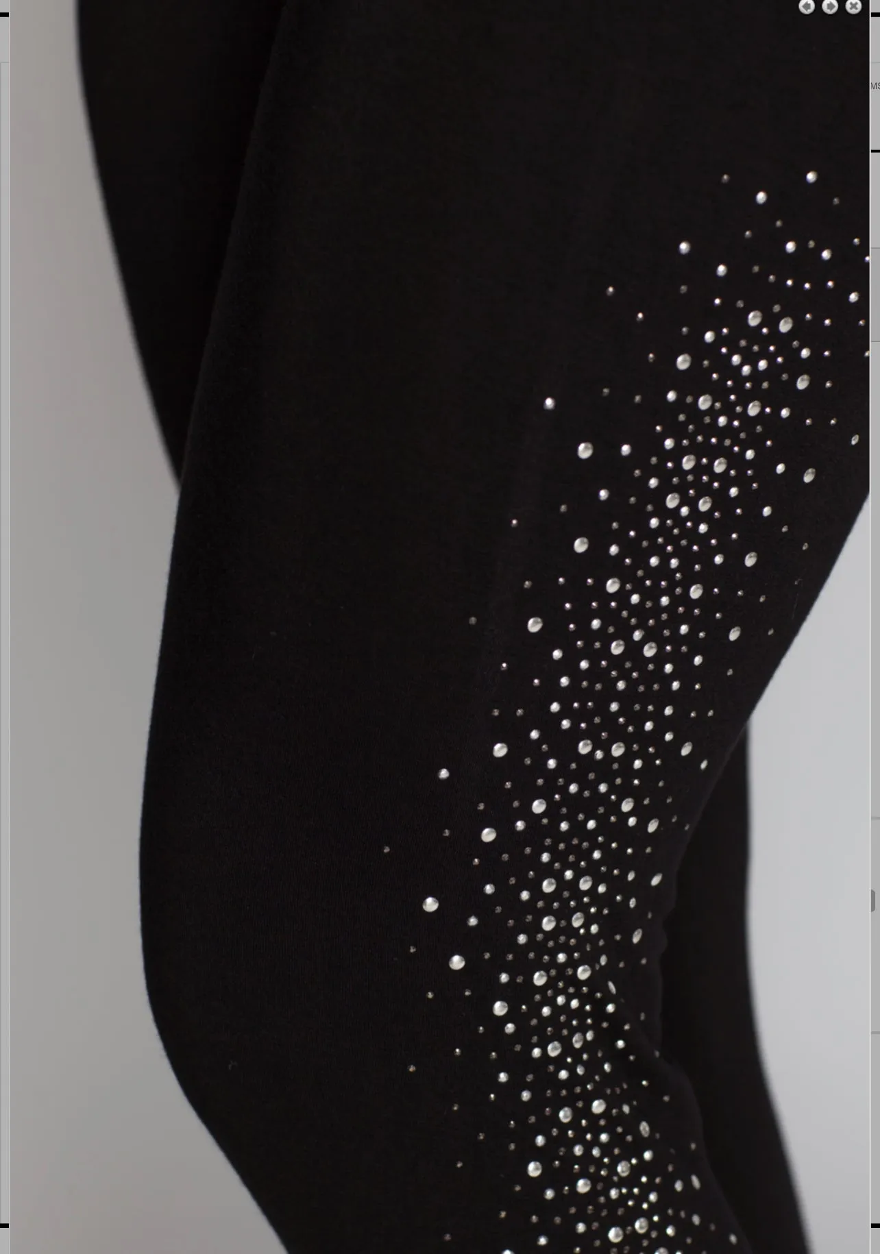 Black Knit Leggings w/ Stone Details