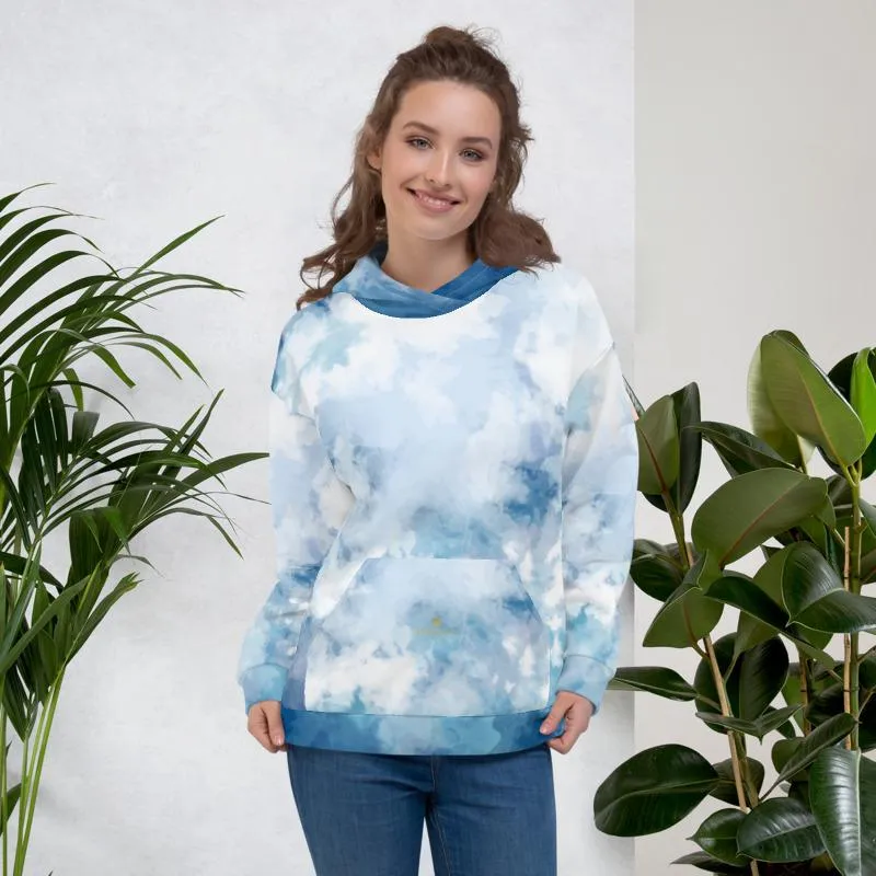 Blue Abstract Unisex Hoodie, Men's/Women's Comfy Soft Premium Hoodie - Made in EU