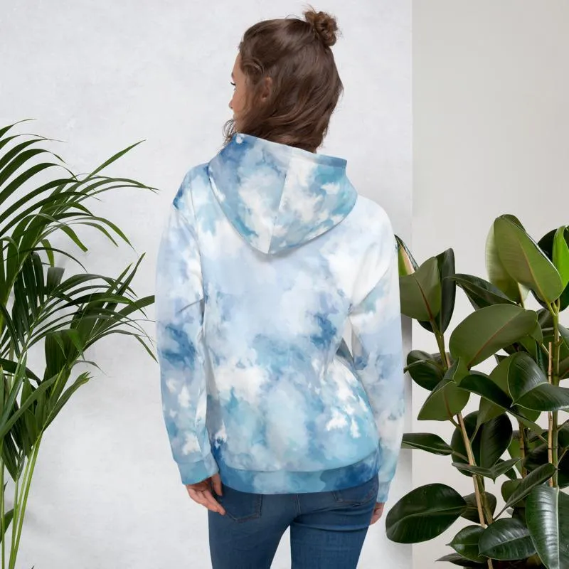 Blue Abstract Unisex Hoodie, Men's/Women's Comfy Soft Premium Hoodie - Made in EU