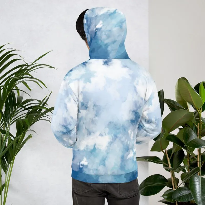 Blue Abstract Unisex Hoodie, Men's/Women's Comfy Soft Premium Hoodie - Made in EU