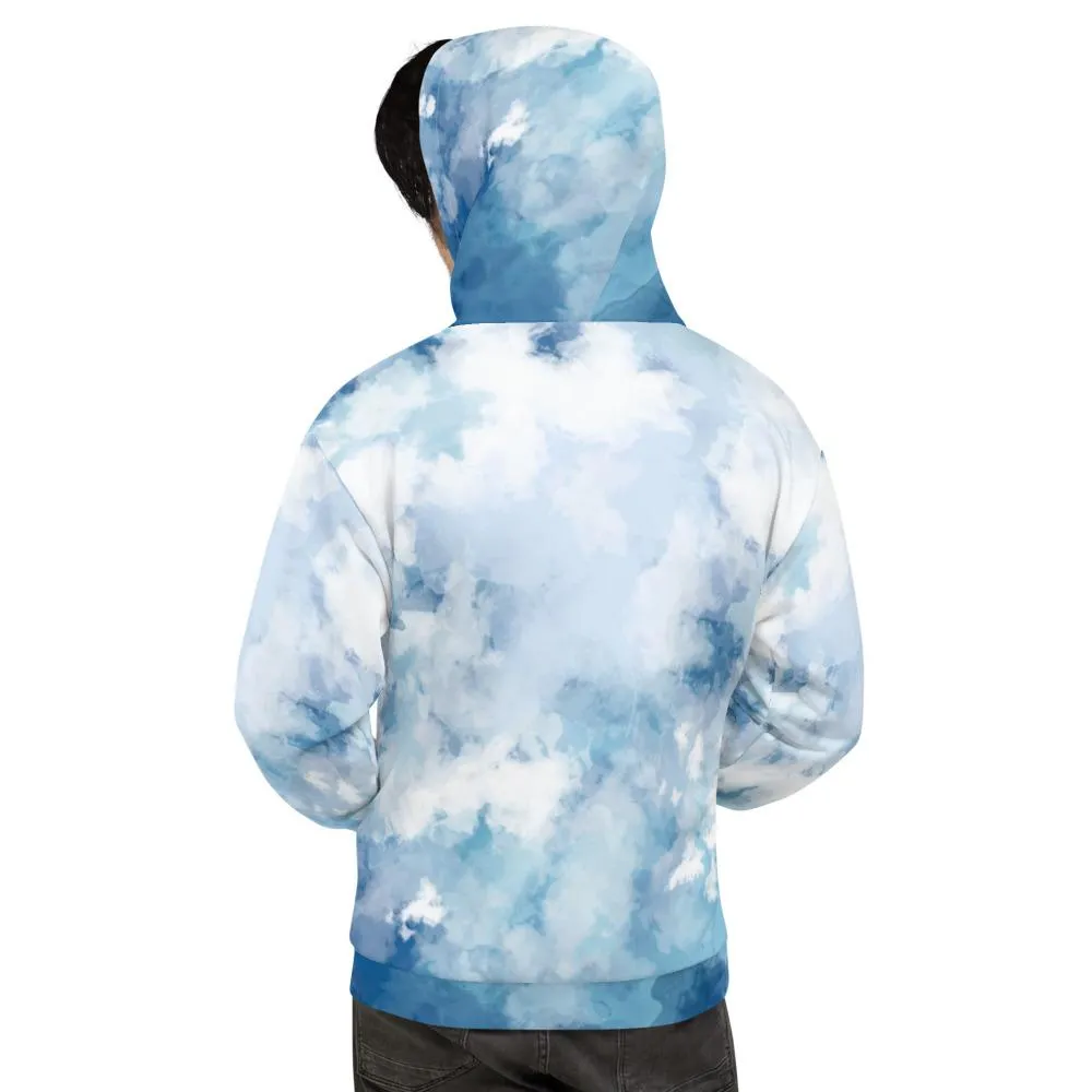 Blue Abstract Unisex Hoodie, Men's/Women's Comfy Soft Premium Hoodie - Made in EU