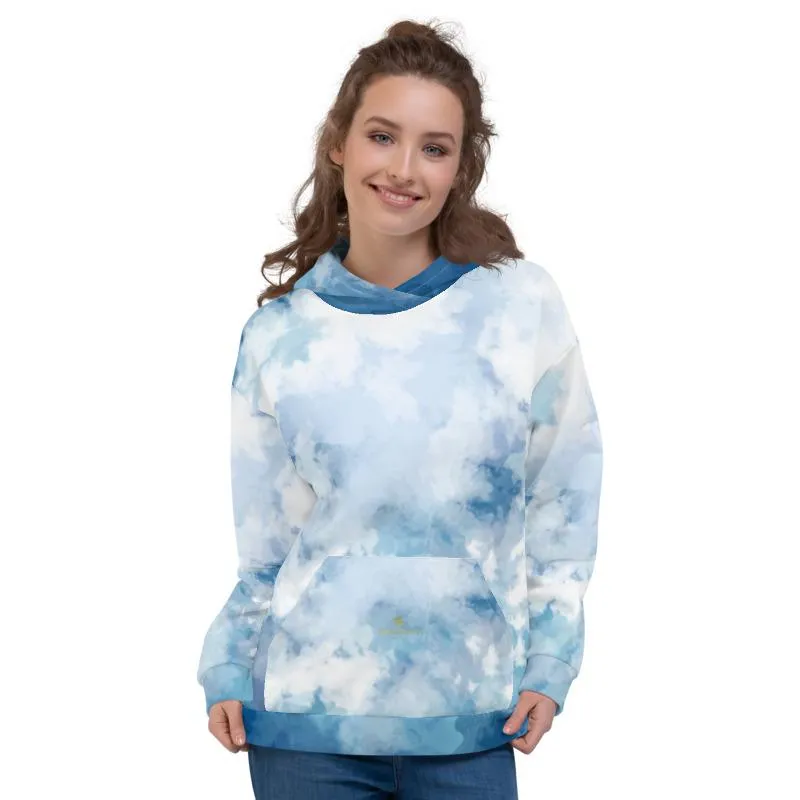 Blue Abstract Unisex Hoodie, Men's/Women's Comfy Soft Premium Hoodie - Made in EU