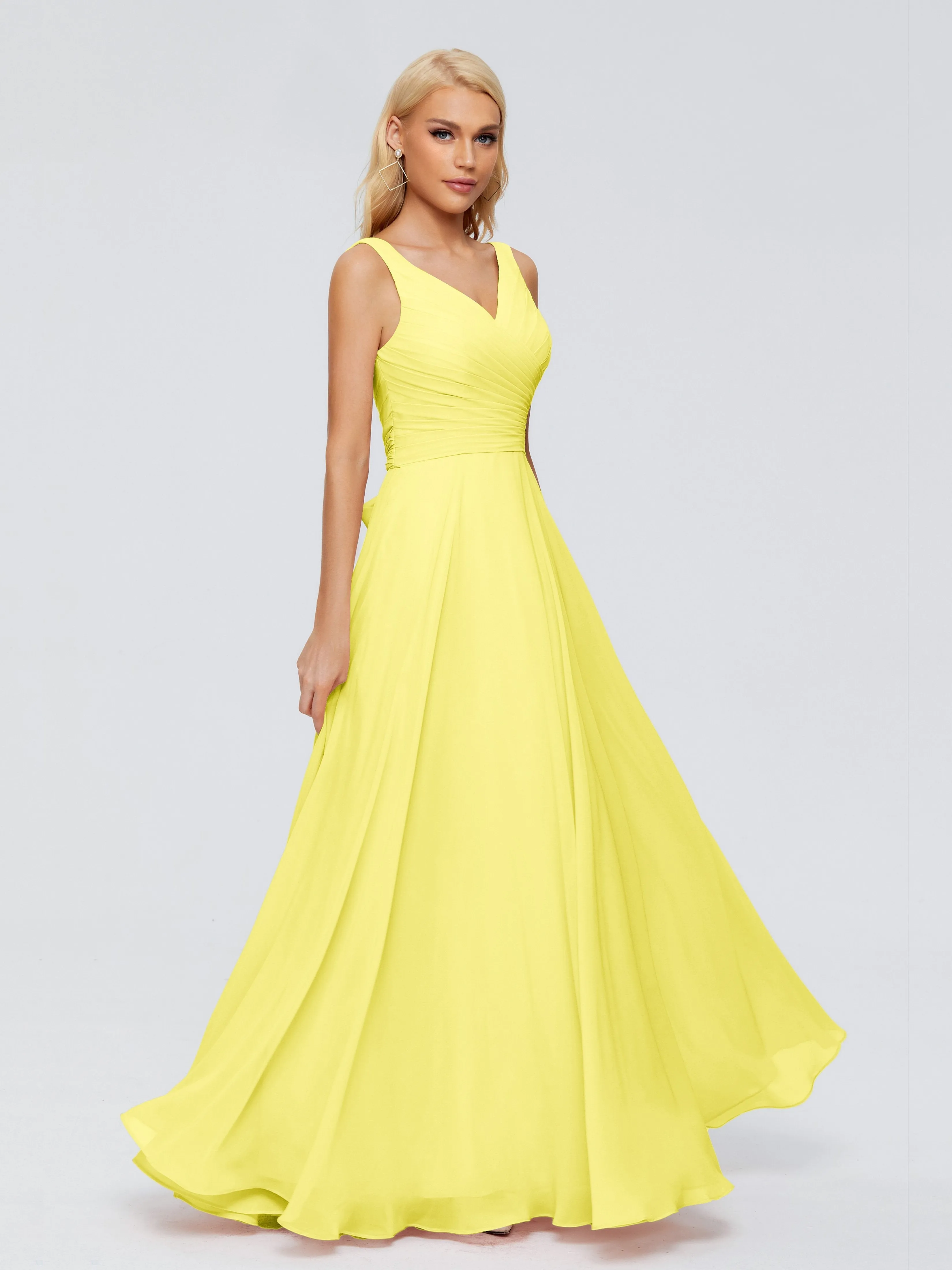 Bridesmaid Dress Lemon Ryleigh Flowy Chiffon Bridesmaid Dresses With Bow