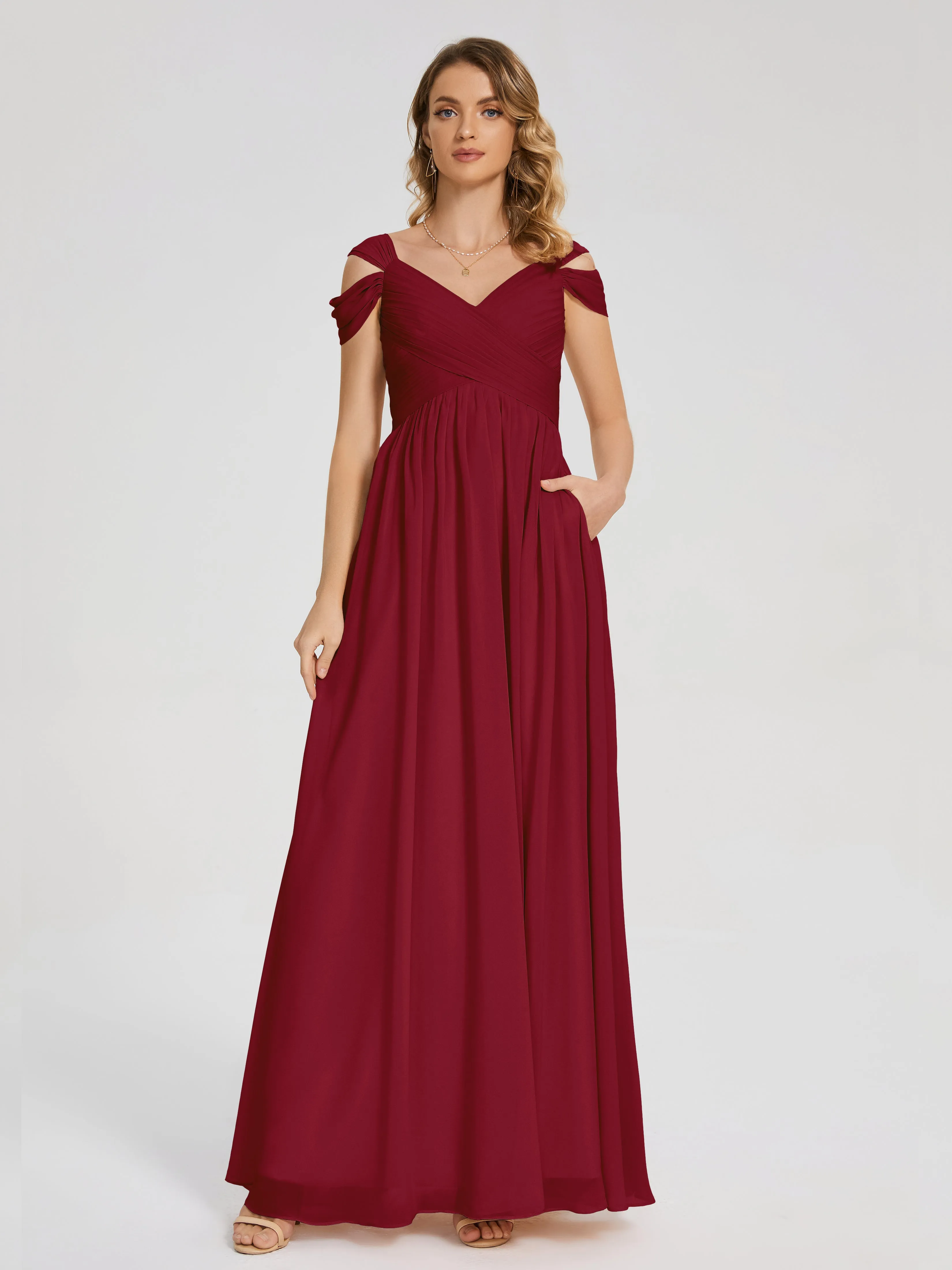 Burgundy Chiffon Bridesmaid Dresses Charlee Flowy Split Chiffon Bridesmaid Dresses