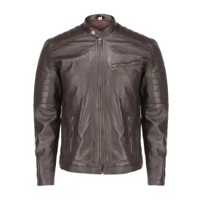 Cafe Racer Brown Mens Pure Sheep Leather Jacket