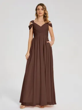 Chocolate Colored Bridesmaid Dresses Charlee Flowy Split Chiffon Bridesmaid Dresses