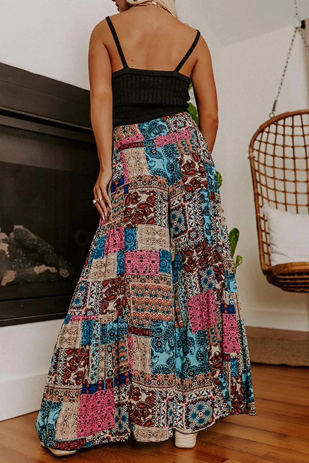 Elastic Waist Wide Leg Pants - Boho