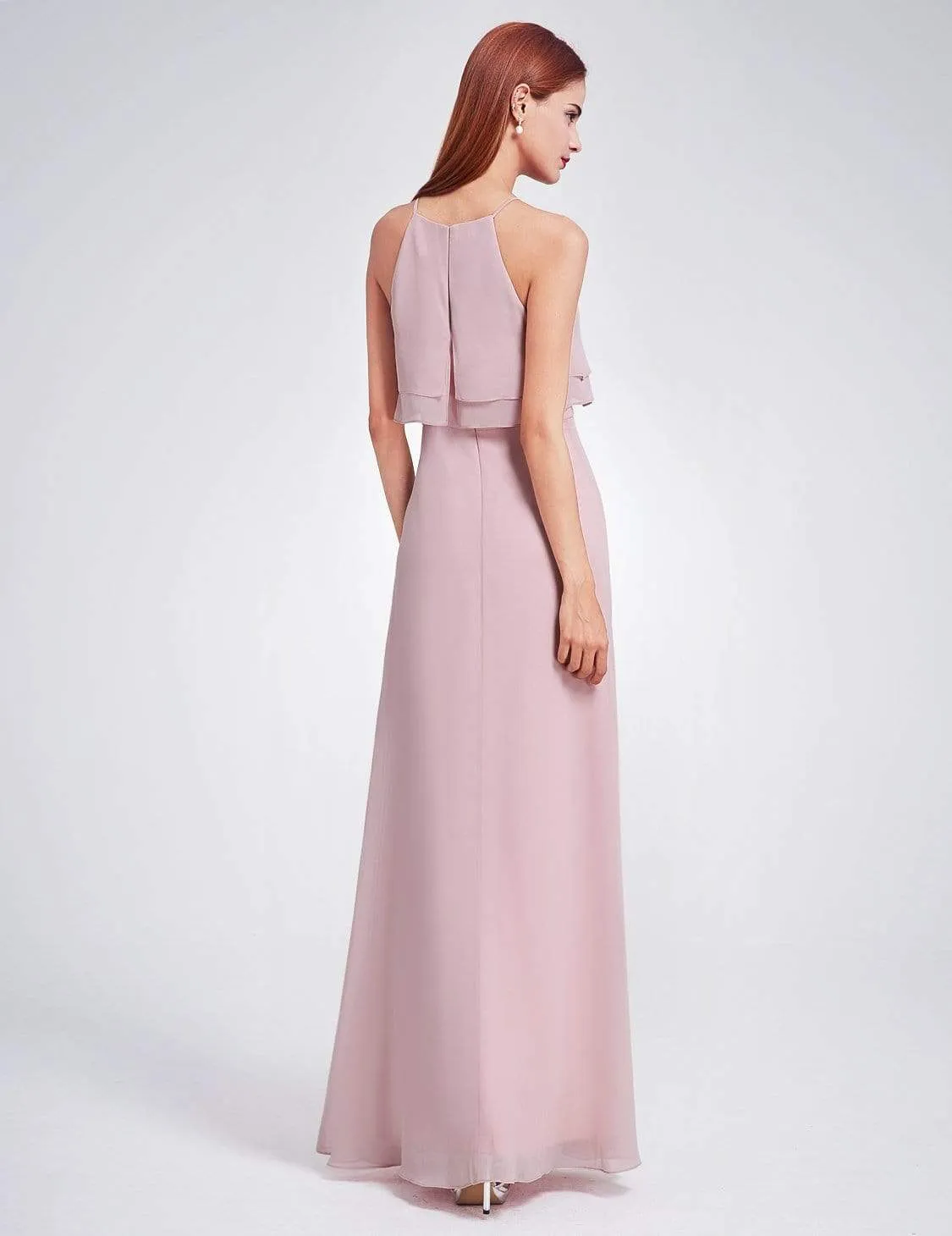 Flowy Multi Layer Long Bridesmaid Dress