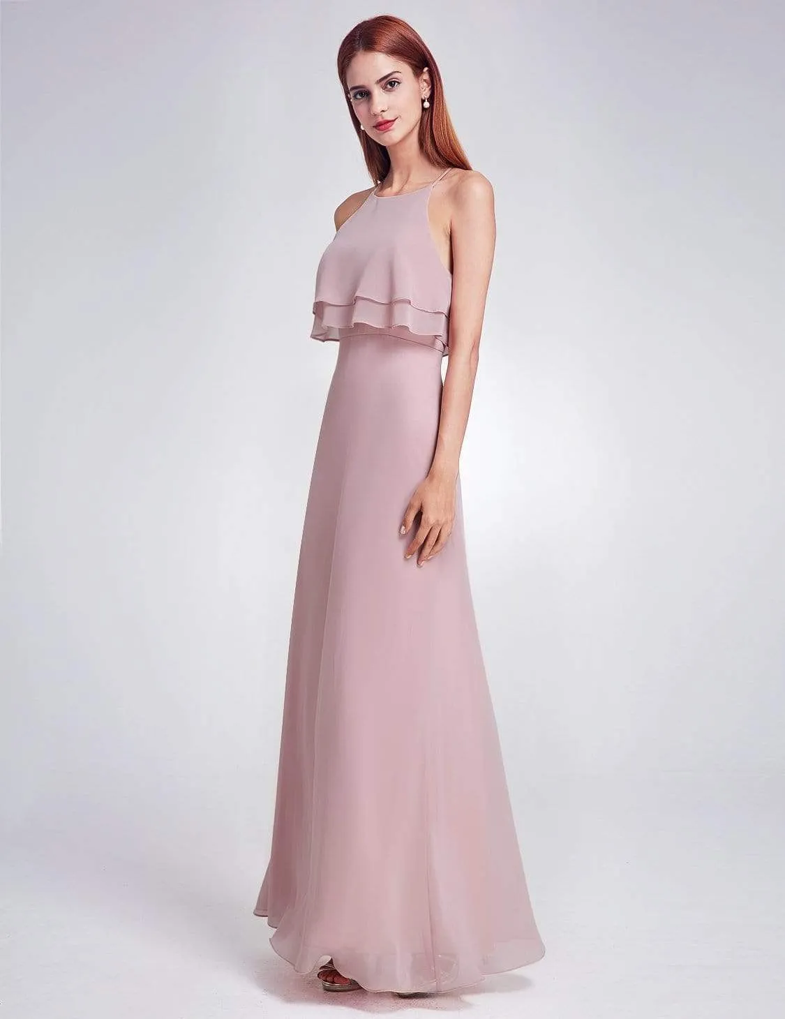 Flowy Multi Layer Long Bridesmaid Dress