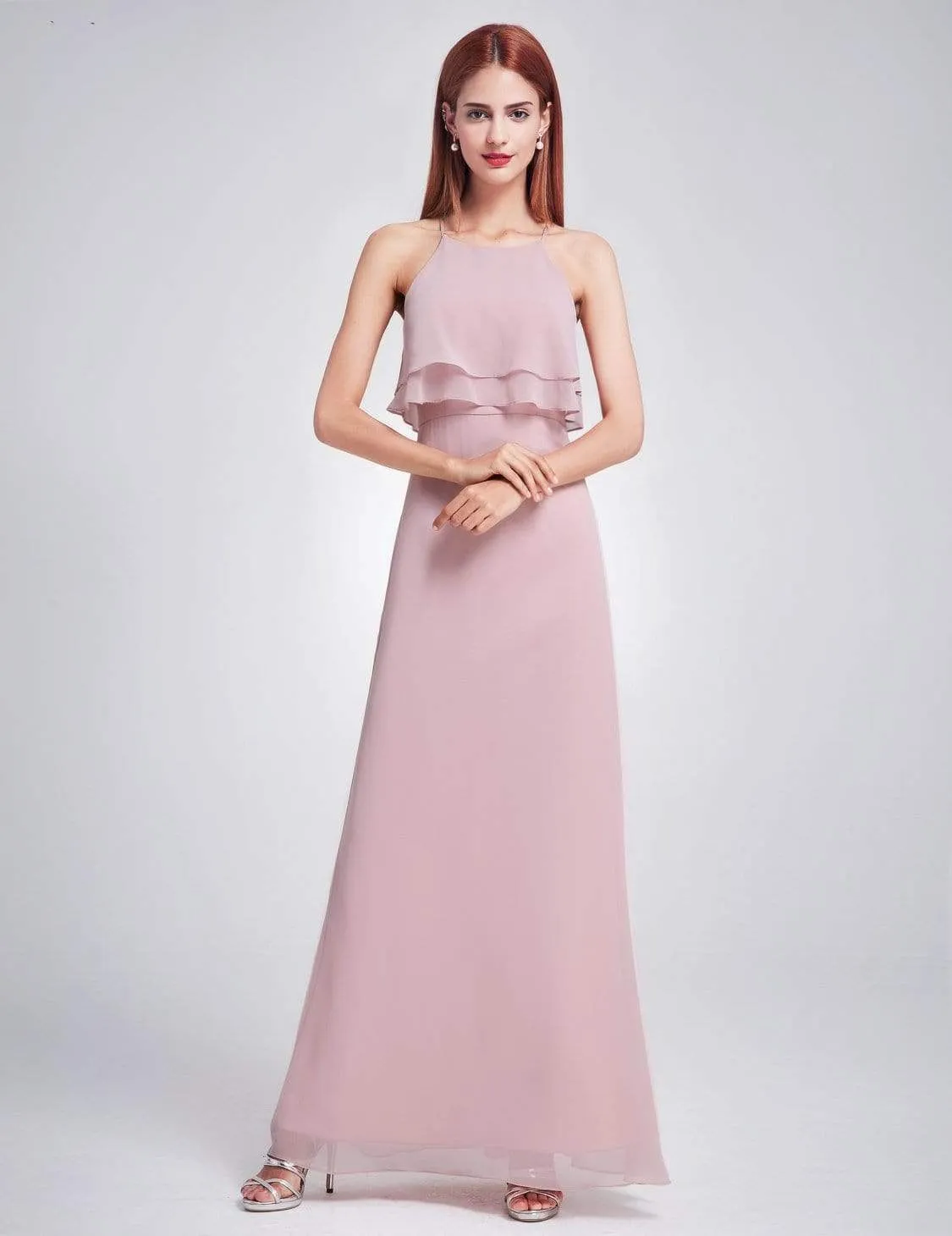 Flowy Multi Layer Long Bridesmaid Dress