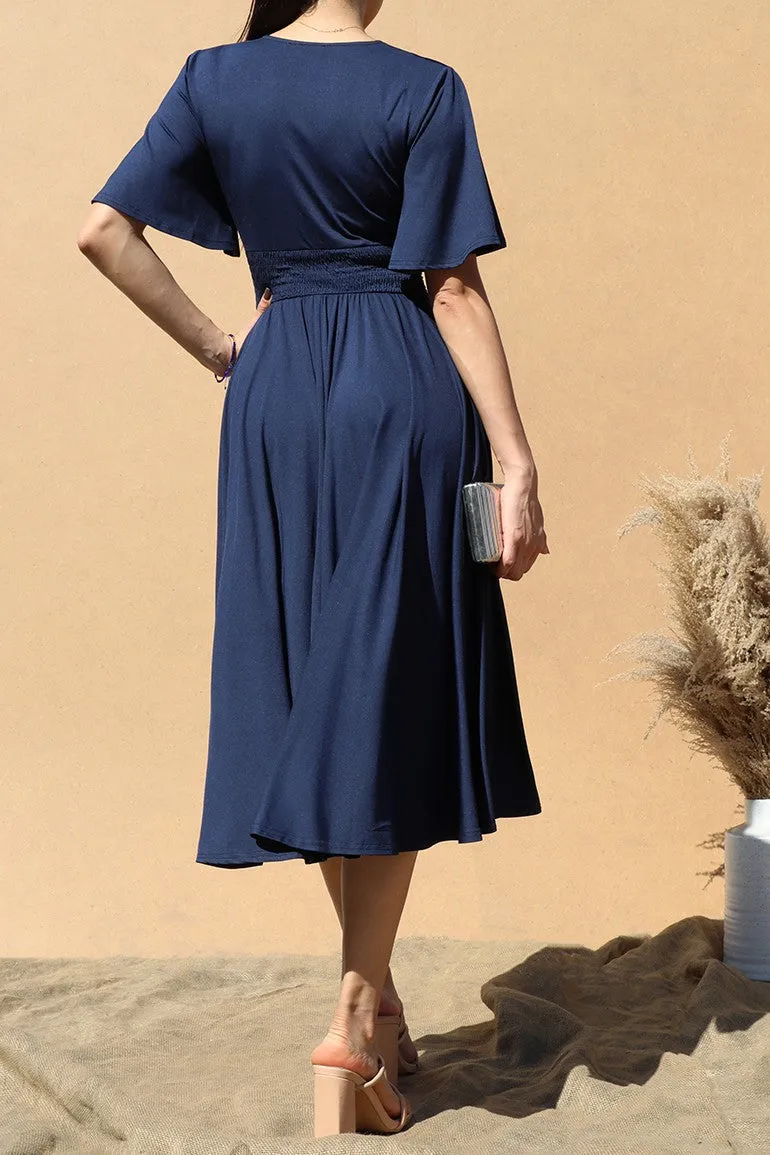 Flowy V-Neck Midi Dress