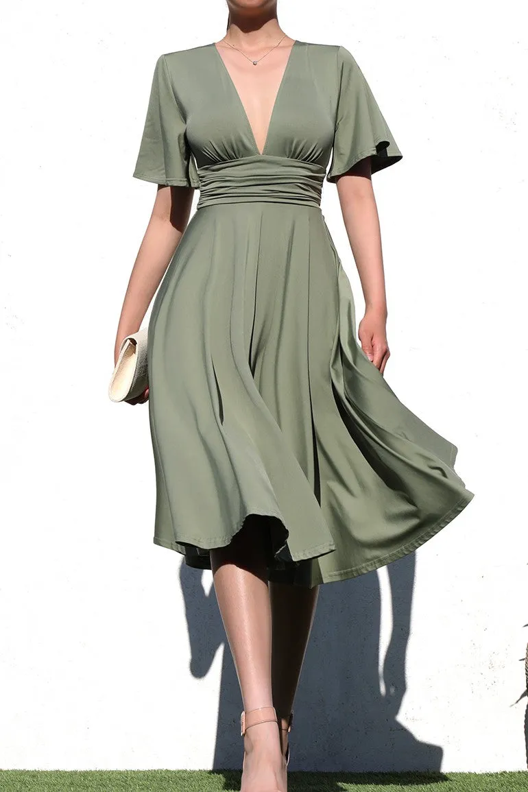 Flowy V-Neck Midi Dress