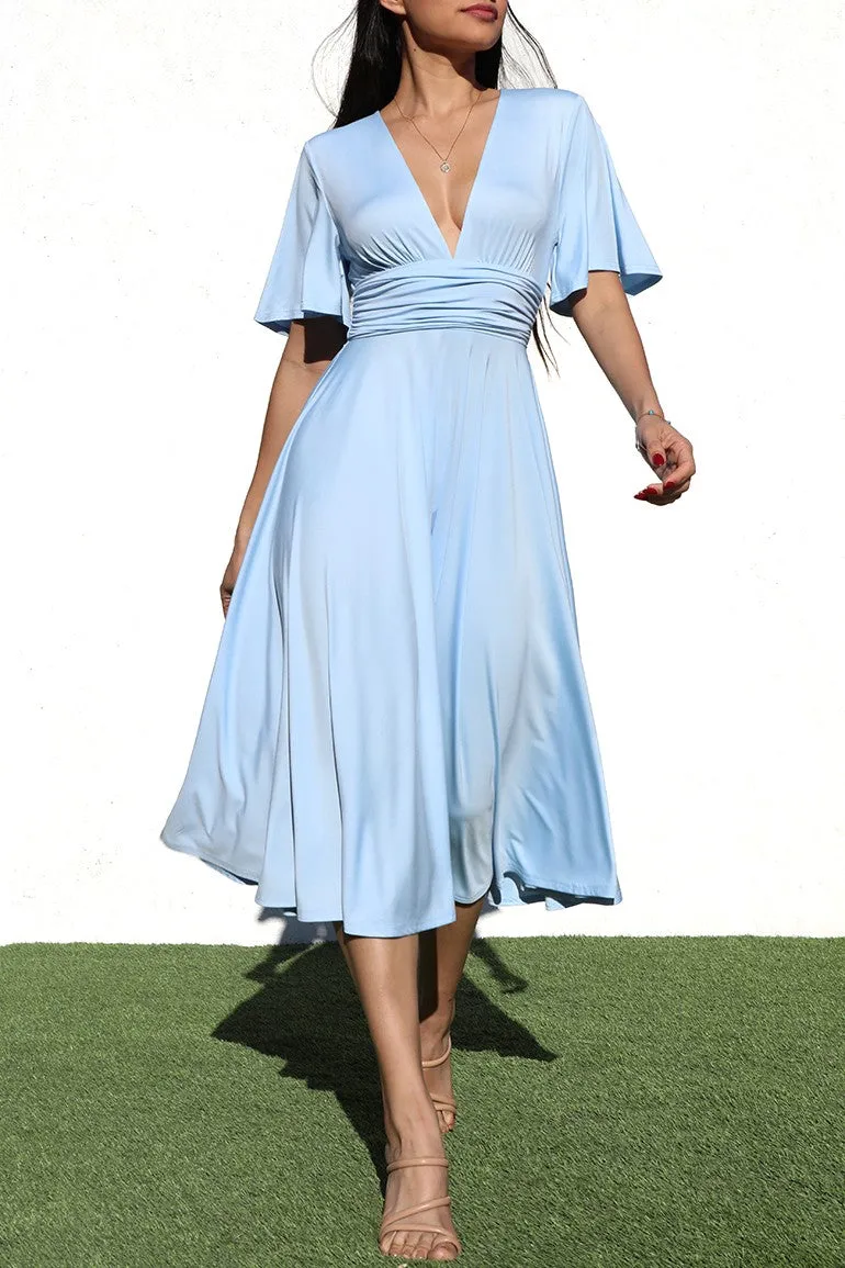 Flowy V-Neck Midi Dress