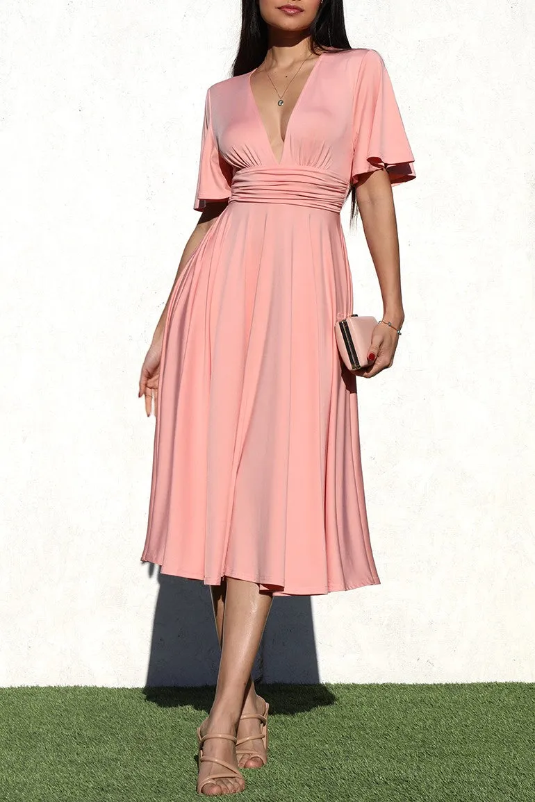 Flowy V-Neck Midi Dress