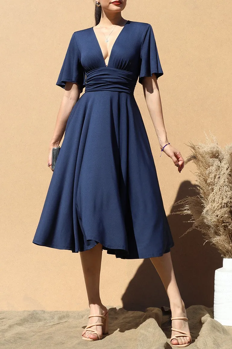 Flowy V-Neck Midi Dress