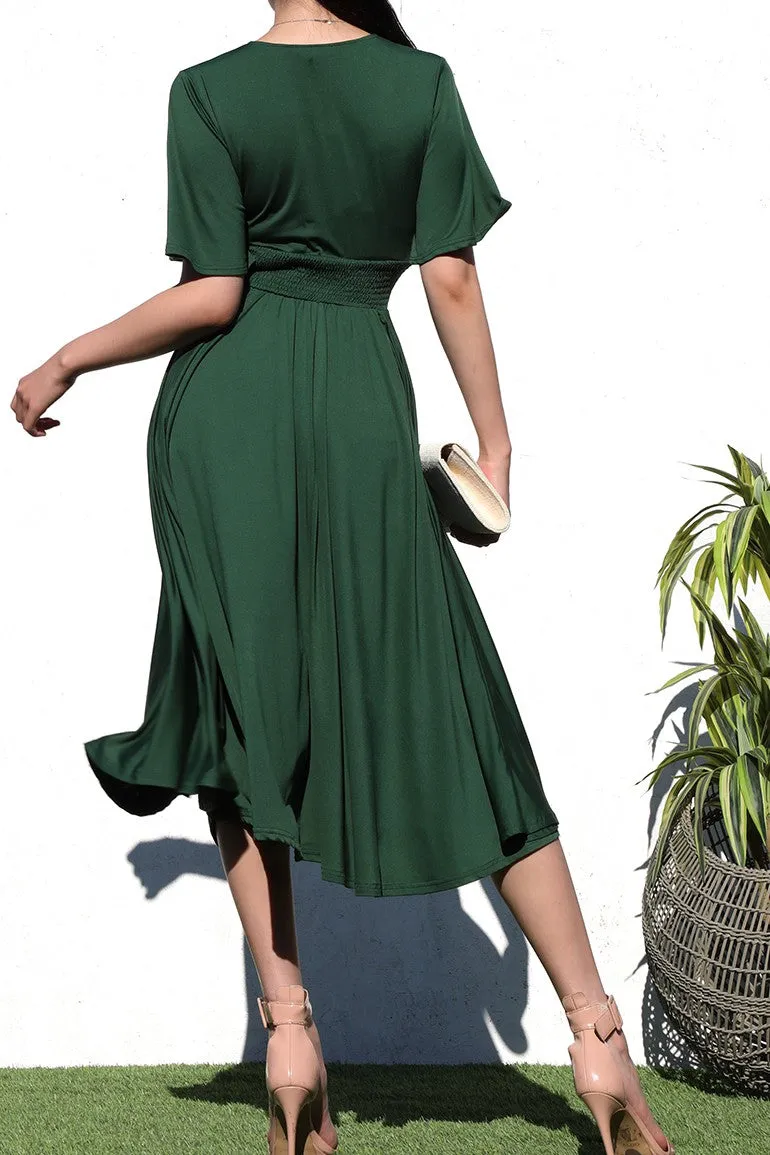 Flowy V-Neck Midi Dress