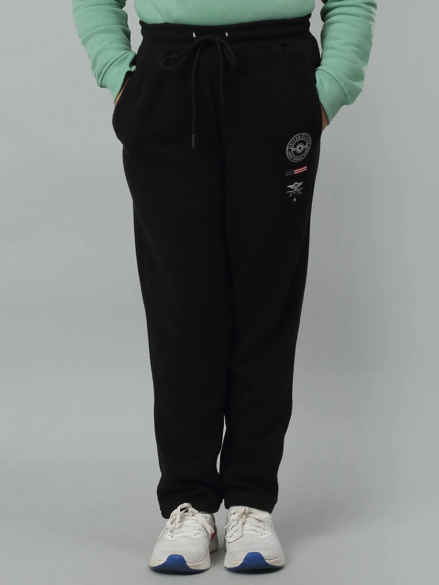 Girls Casual Black Track Pants