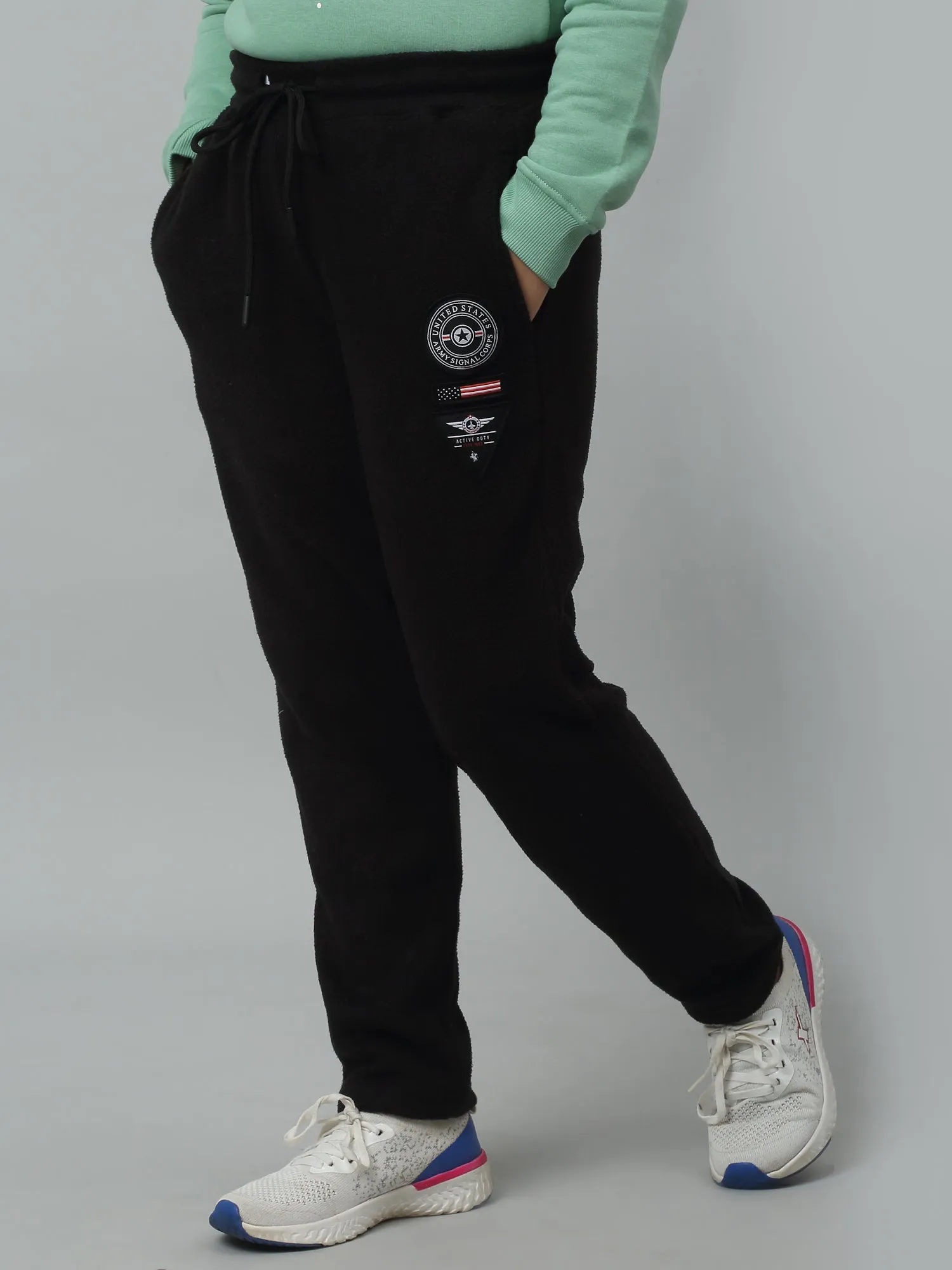 Girls Casual Black Track Pants