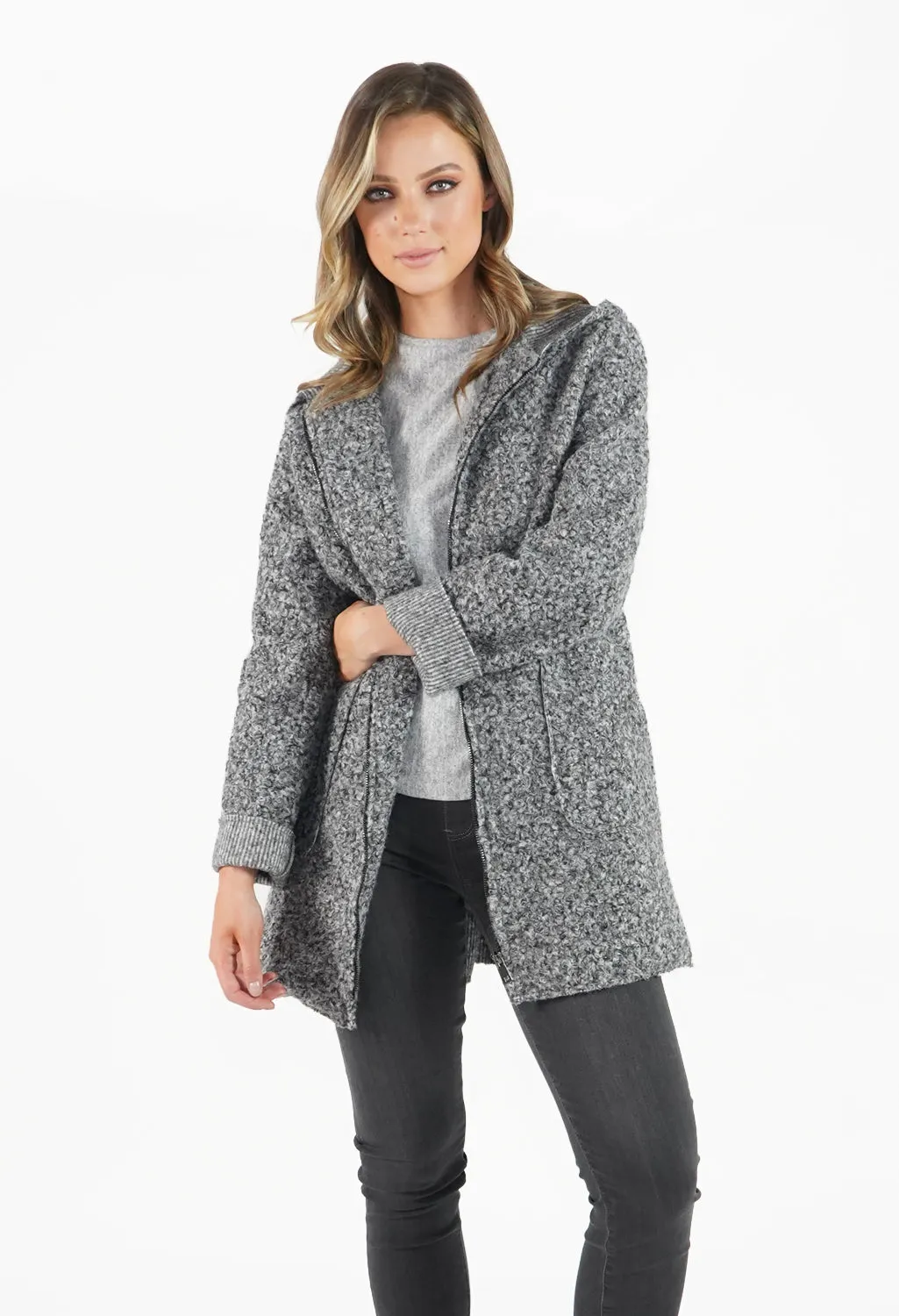 Grey Cozy Hooded Jacket