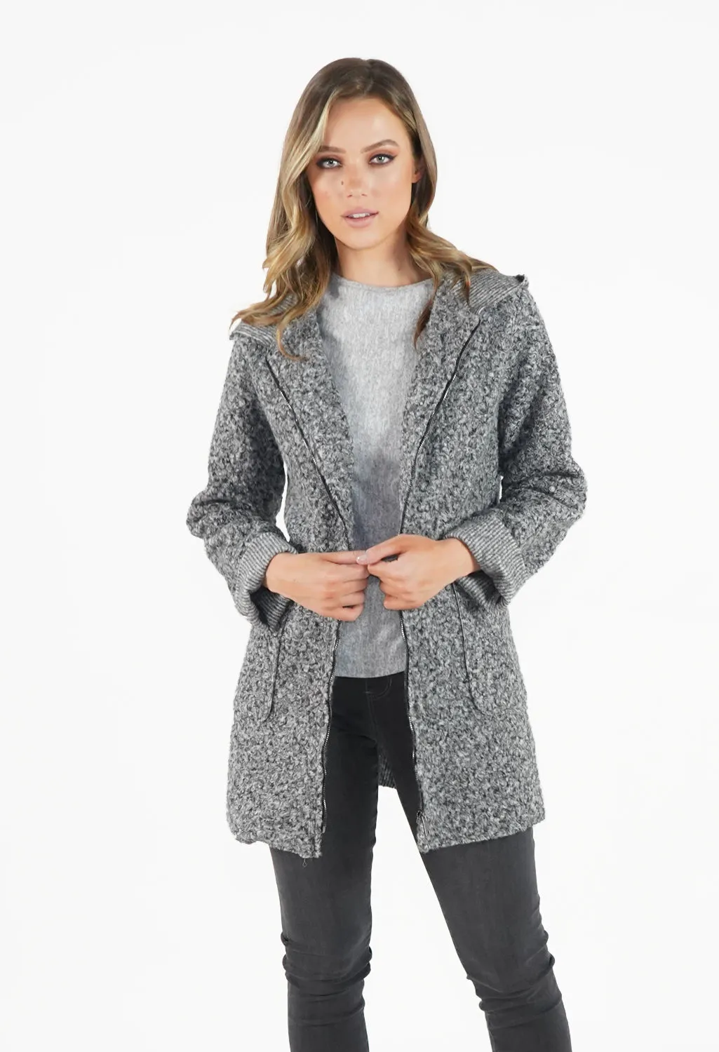 Grey Cozy Hooded Jacket