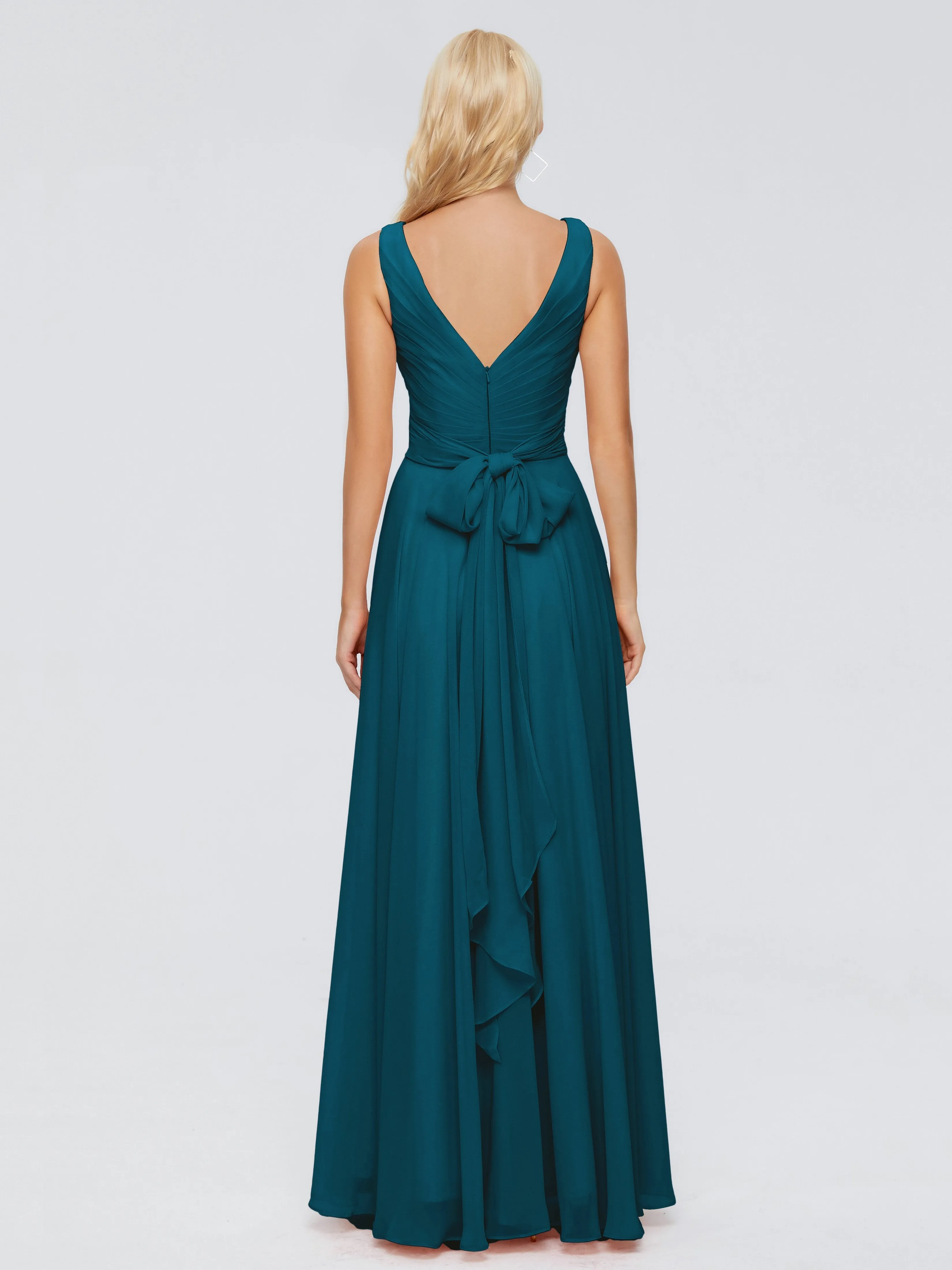 Ink Blue Bridesmaid Dress Ryleigh Flowy Chiffon Bridesmaid Dresses With Bow