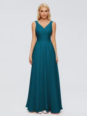 Ink Blue Bridesmaid Dress Ryleigh Flowy Chiffon Bridesmaid Dresses With Bow