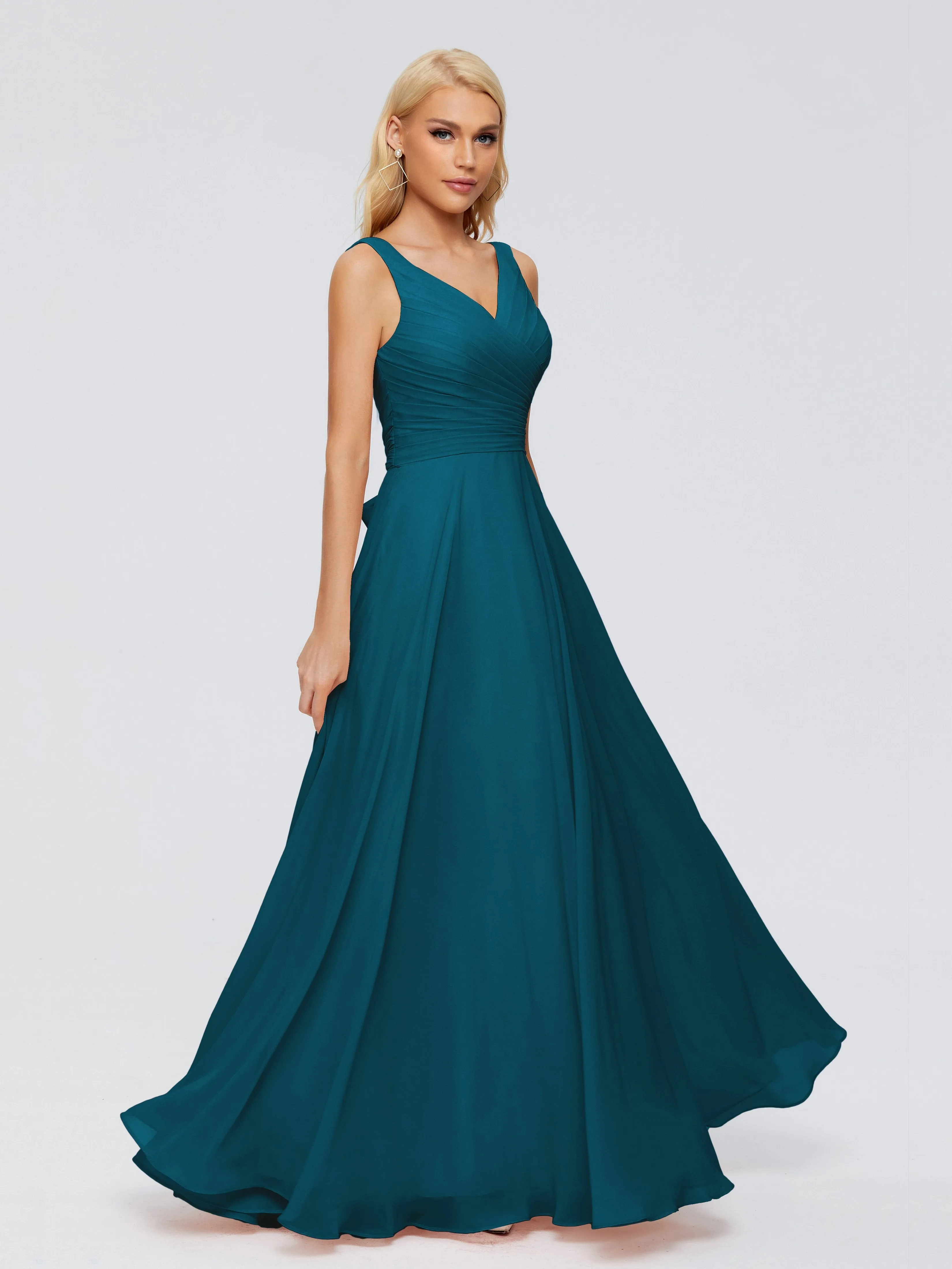 Ink Blue Bridesmaid Dress Ryleigh Flowy Chiffon Bridesmaid Dresses With Bow