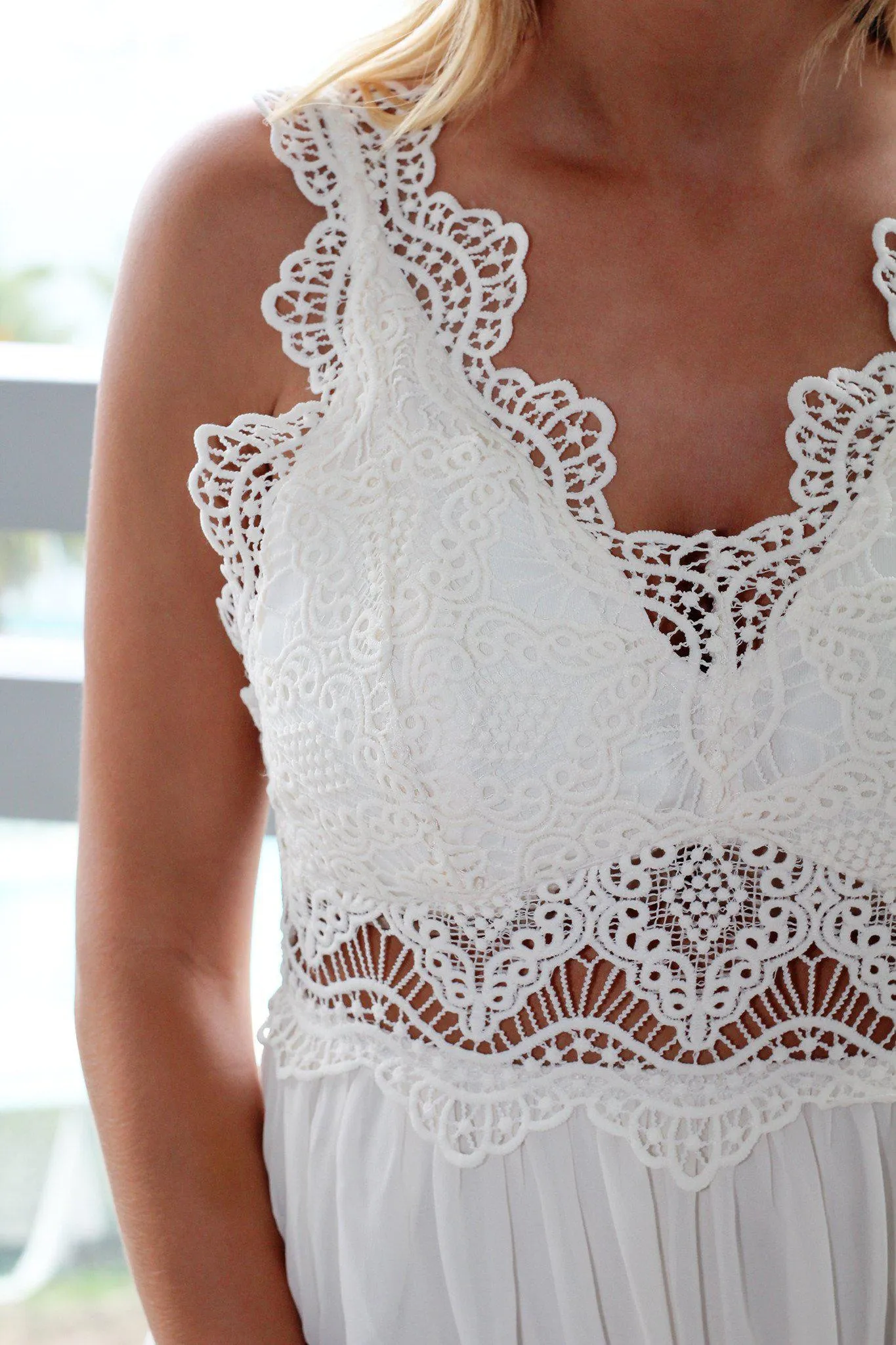 Ivory Maxi Dress with Crochet Top