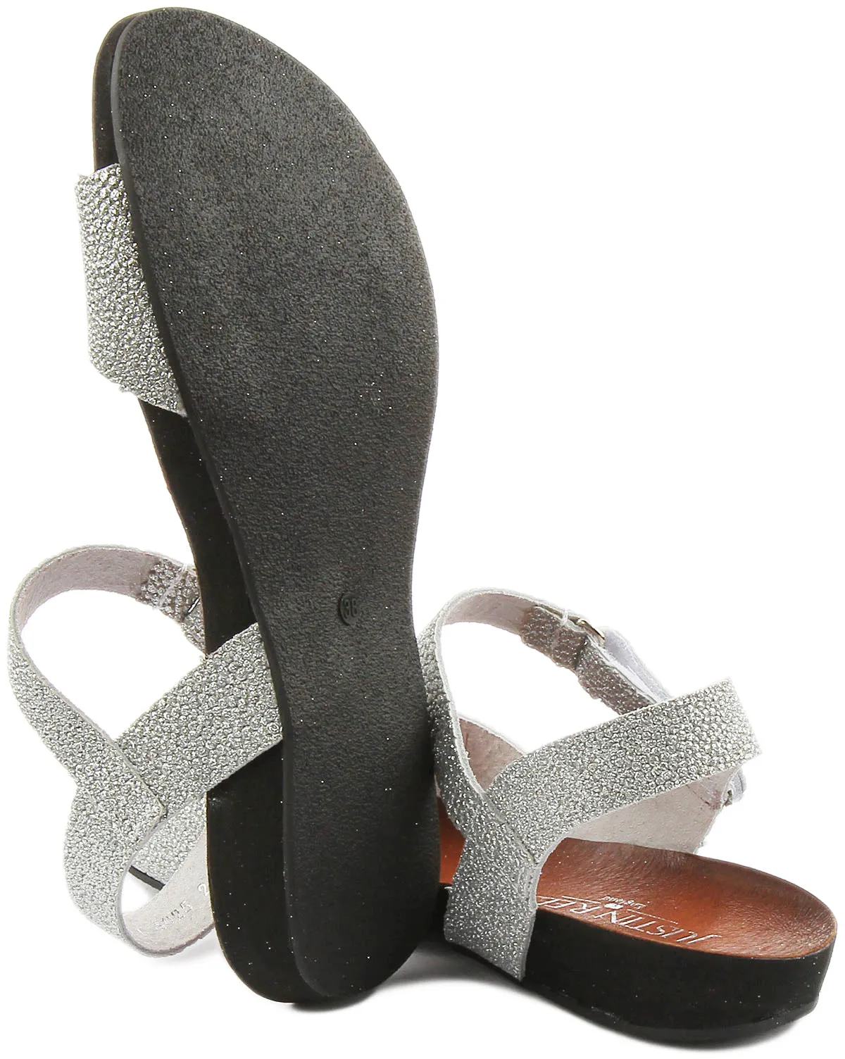 Jimena Flat Comfort Sandal with Strap in Silver