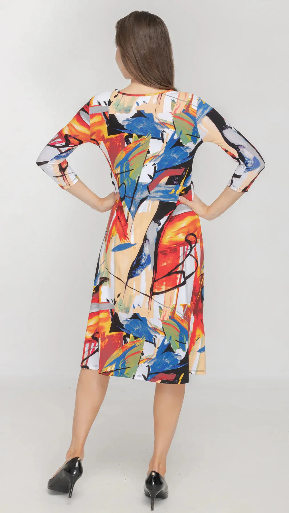 KMW Bright Multi-Colored A-line Dress