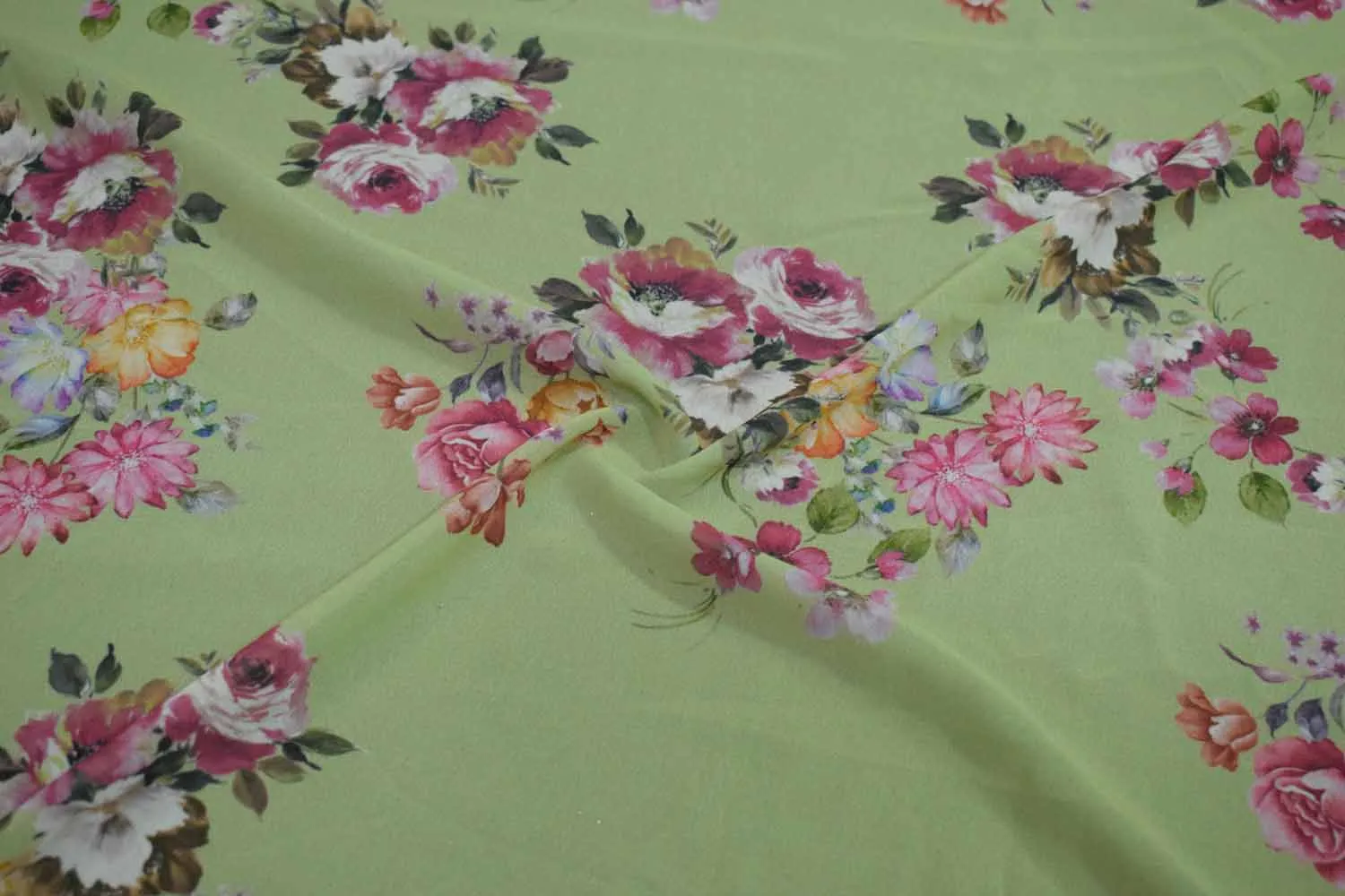 Light Green Printed Georgette Fabric