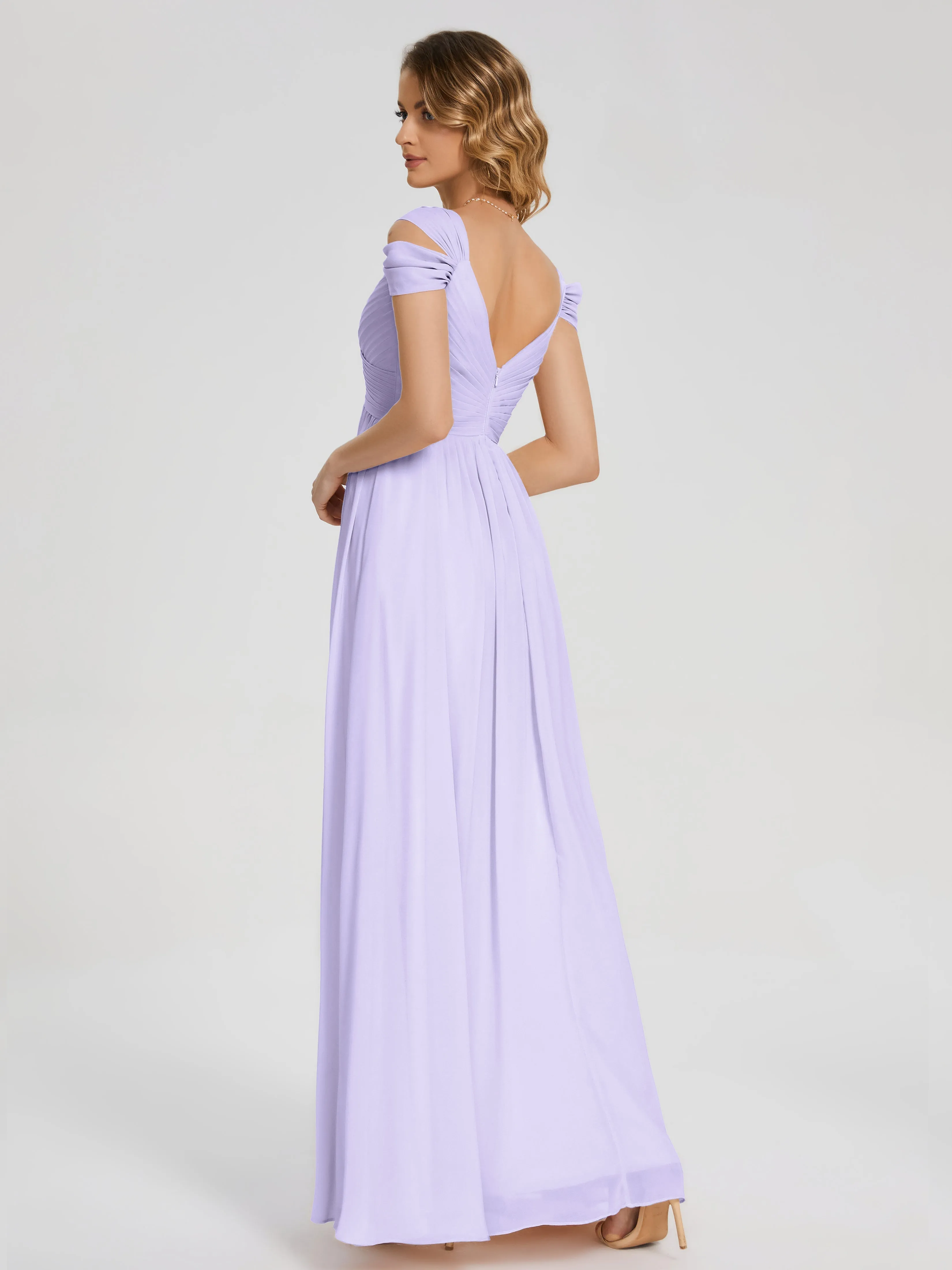 Lilac Bridesmaids Dress Charlee Flowy Split Chiffon Bridesmaid Dresses