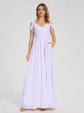 Lilac Bridesmaids Dress Charlee Flowy Split Chiffon Bridesmaid Dresses