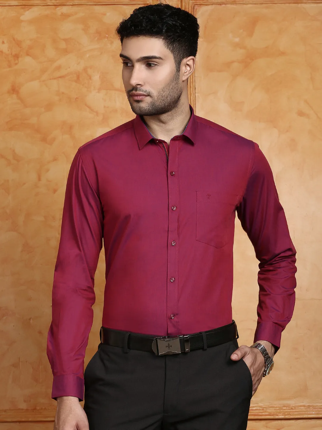 Men 100% Cotton Shirt Purple G111