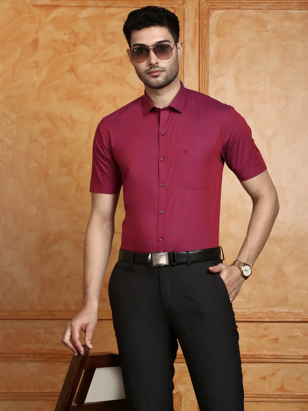 Men 100% Cotton Shirt Purple G111