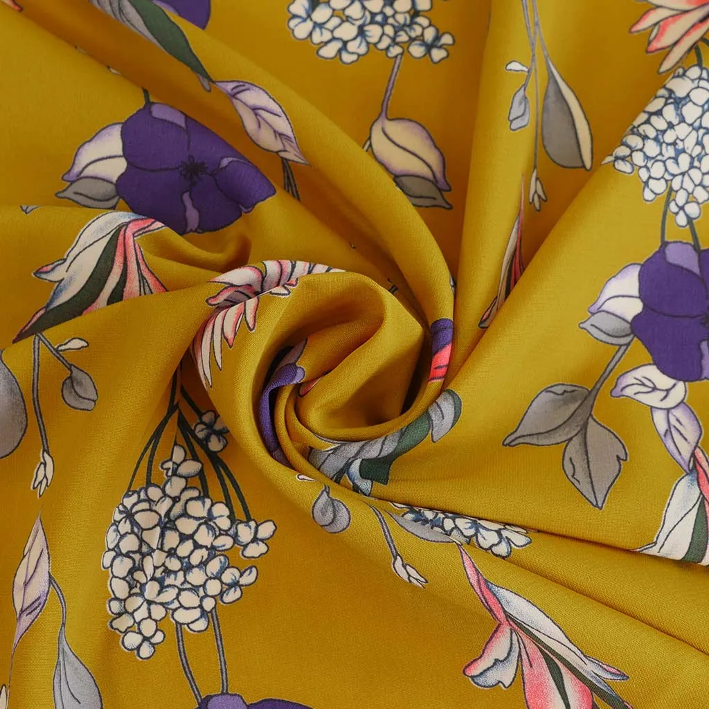 Monroe - Amber Yellow, Garland Woven Crepe Fabric Sample