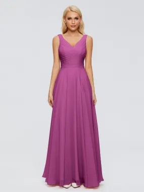 Orchid Color Bridesmaid Dresses Ryleigh Flowy Chiffon Bridesmaid Dresses With Bow