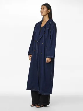 PCFREYA Trenchcoat - Dark Blue Denim