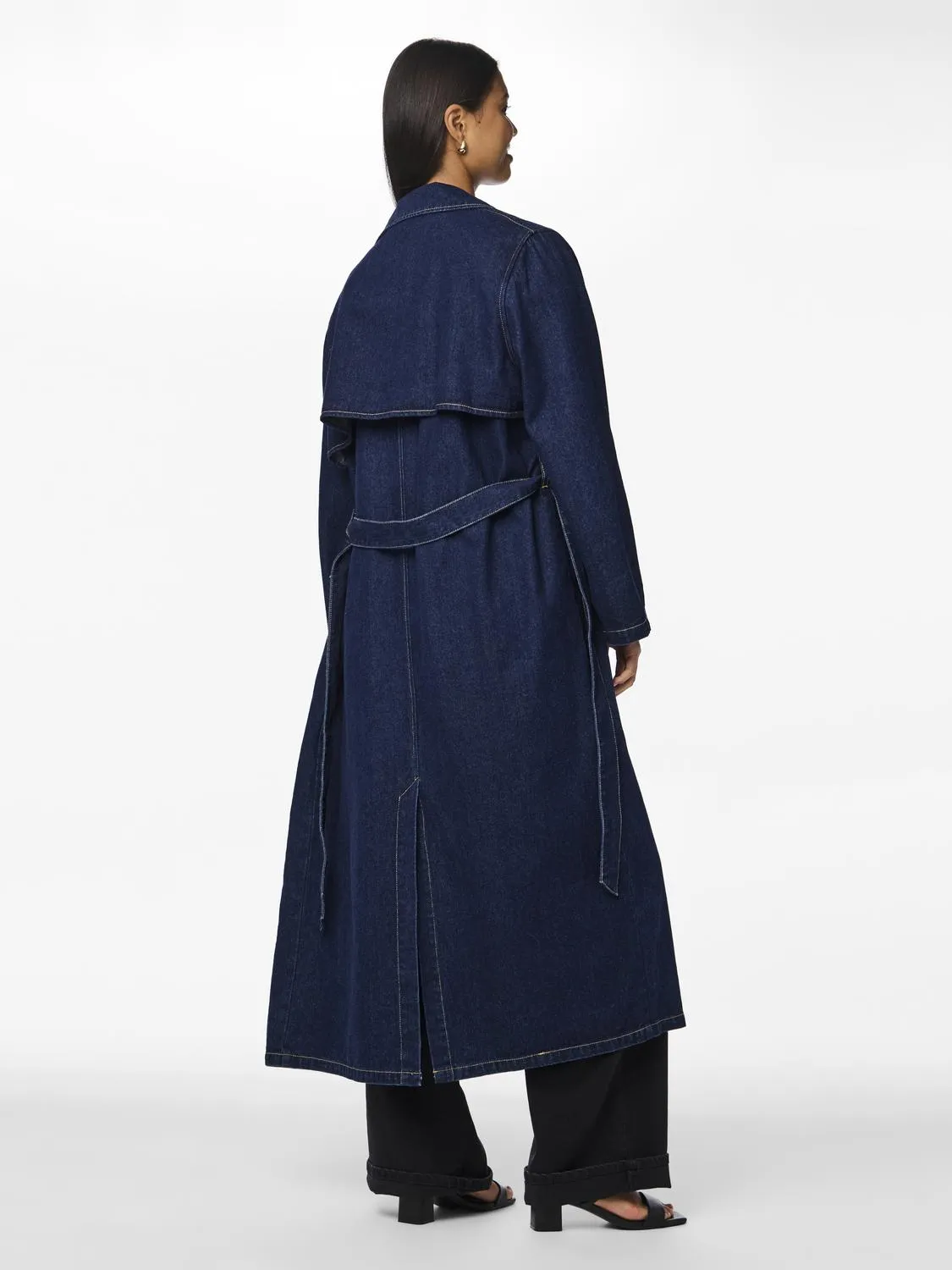 PCFREYA Trenchcoat - Dark Blue Denim