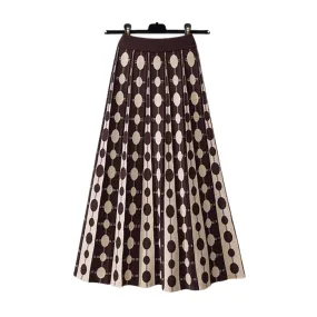 Pre Order:  Knitted Polka Dots Pleated Skirt