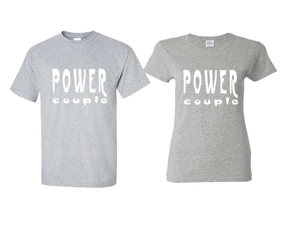 "Power Couple" Couple Matching T-Shirts – Classic Cotton Tees Sold Separately in Various Sizes & Colors | Unique Heat Press Designs