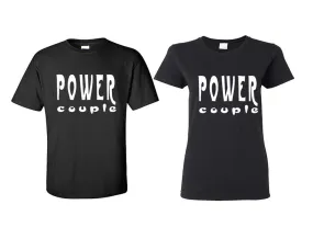 "Power Couple" Couple Matching T-Shirts – Classic Cotton Tees Sold Separately in Various Sizes & Colors | Unique Heat Press Designs