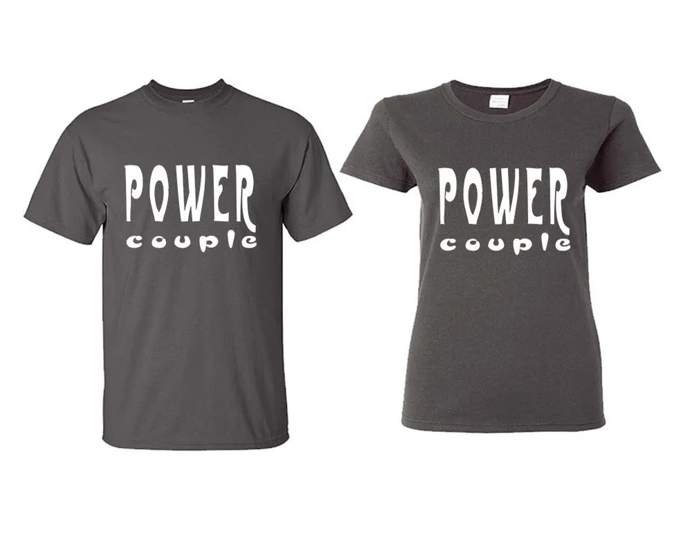 "Power Couple" Couple Matching T-Shirts – Classic Cotton Tees Sold Separately in Various Sizes & Colors | Unique Heat Press Designs