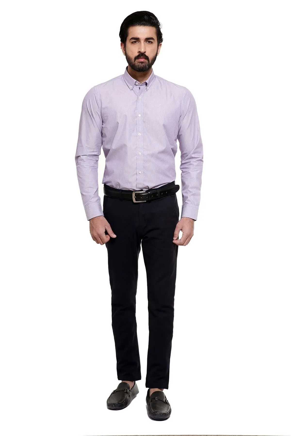 SMART SHIRT BUTTON DOWN FULL SLEEVE LIGHT PURPLE