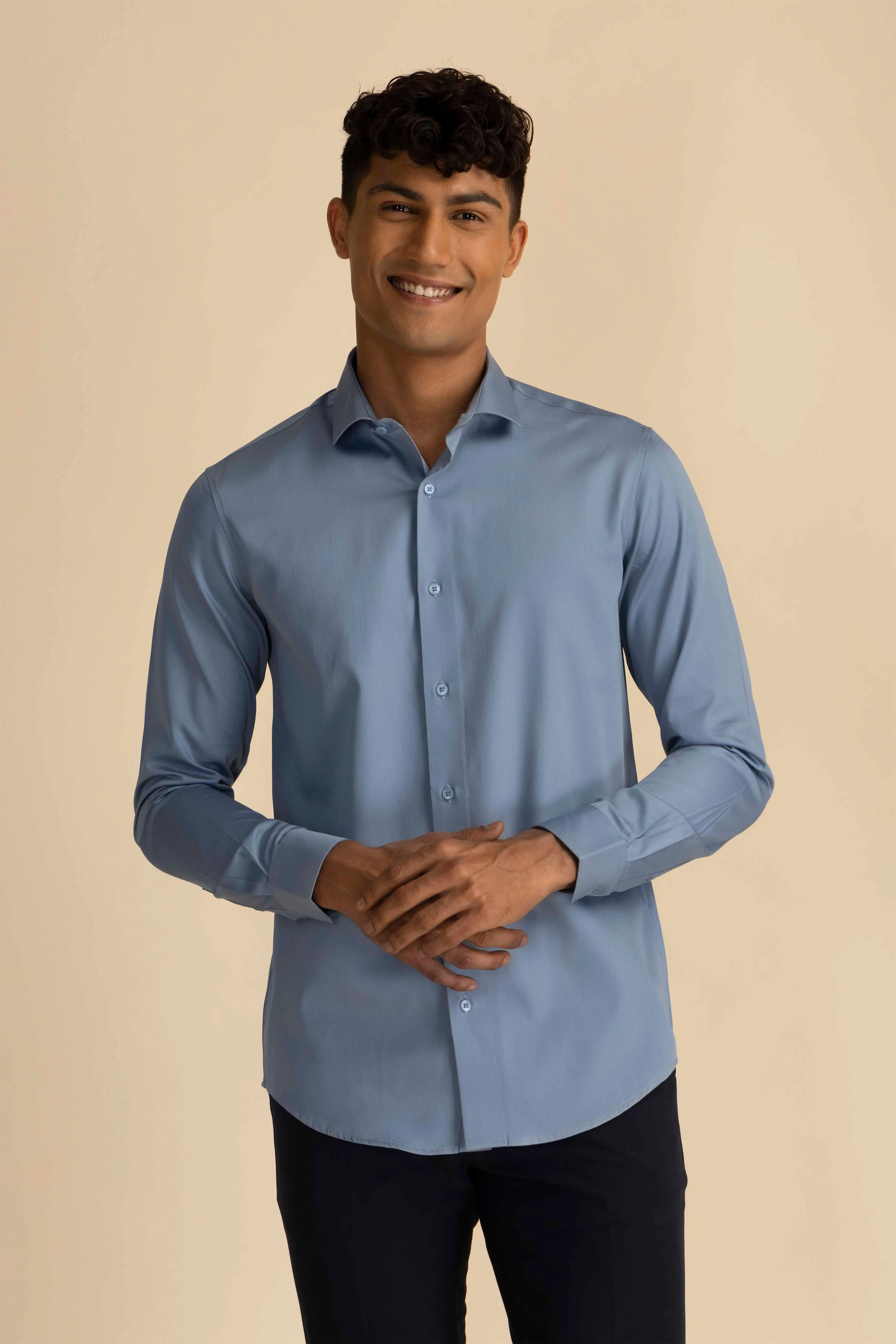 Steel Blue Sateen Shirt