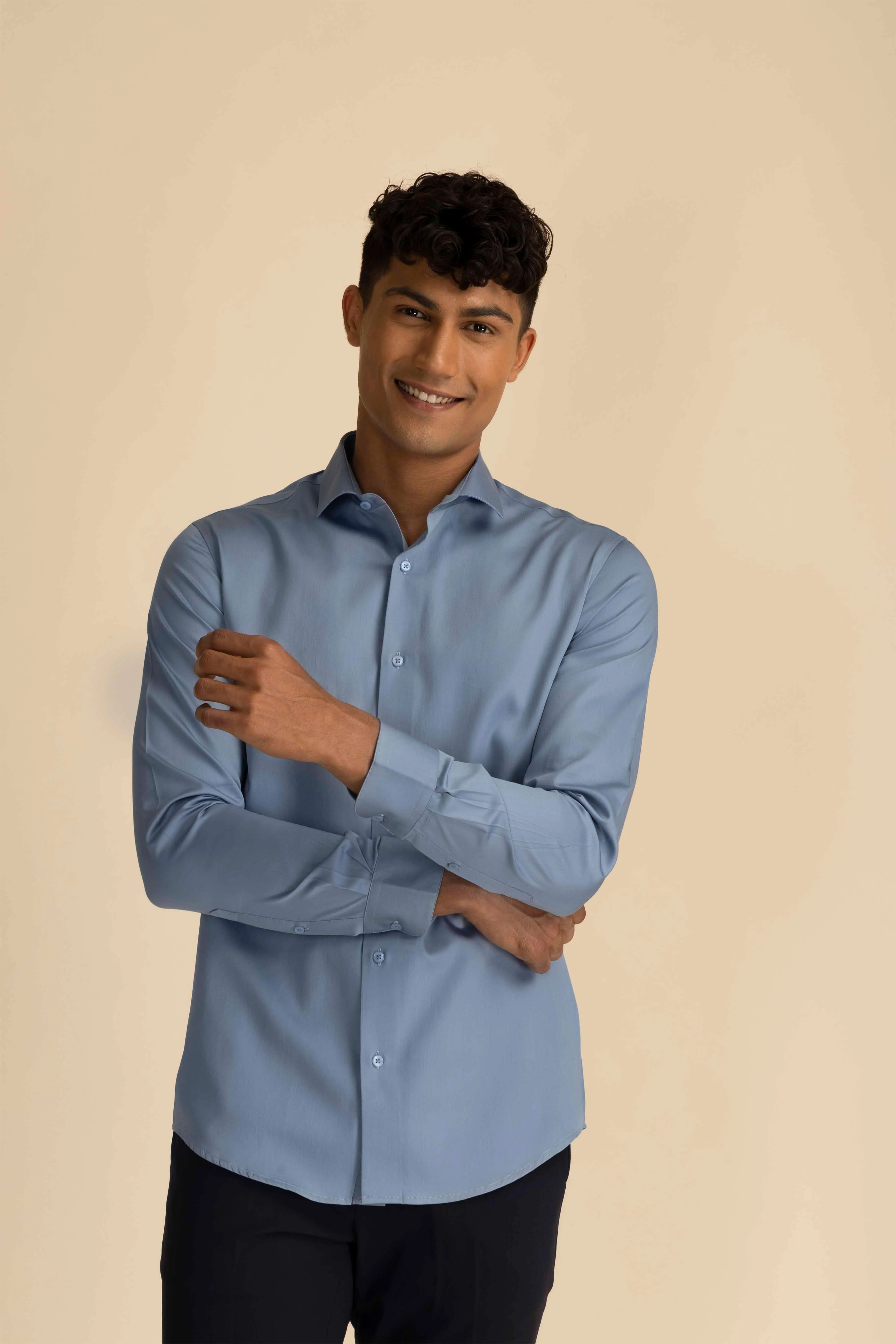 Steel Blue Sateen Shirt